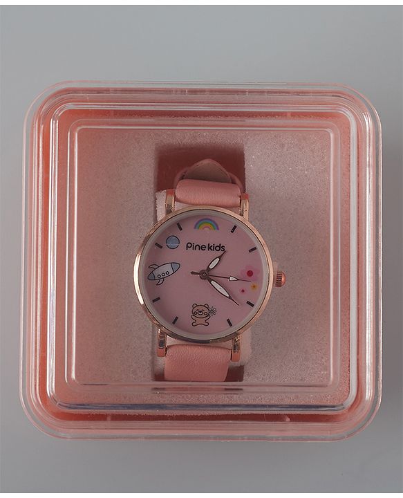 Pine Kids  Free Size Analog Watch with Rainbow Print - Pink