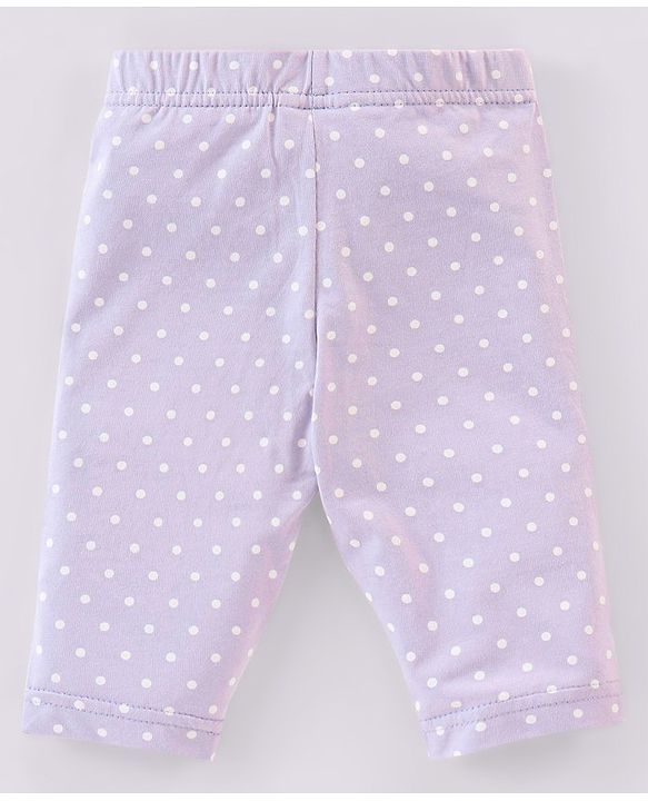 Babyhug Cotton Three Fourth Lycra Leggings Dot & Butterfly Print Pack of 3- Purple White & Yellow