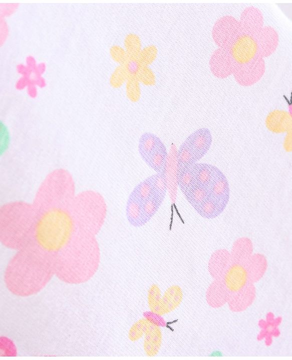 Babyhug Cotton Three Fourth Lycra Leggings Dot & Butterfly Print Pack of 3- Purple White & Yellow