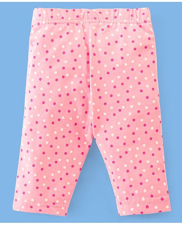 Babyhug Single Jersey Three Fourth Length Leggings Solid & Floral Print Pack Of 3 - Pink Blue & Green
