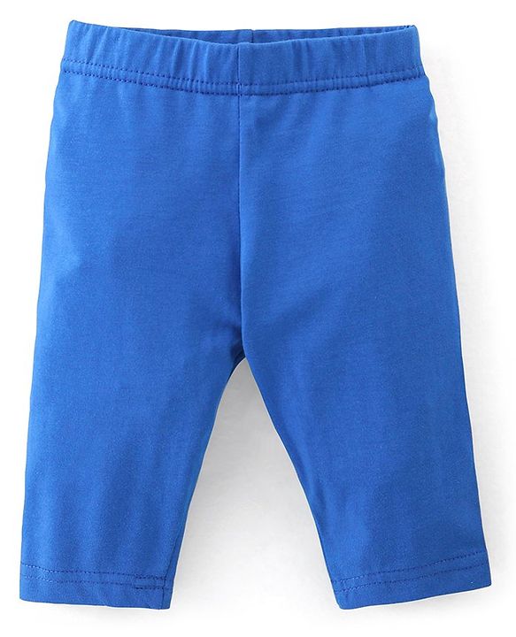Babyhug Single Jersey Three Fourth Length Leggings Solid & Floral Print Pack Of 3 - Pink Blue & Green