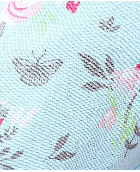 Babyhug Cotton Three Fourth Lycra Leggings Floral & Butterfly Print Pack of 3- Pink Green & White