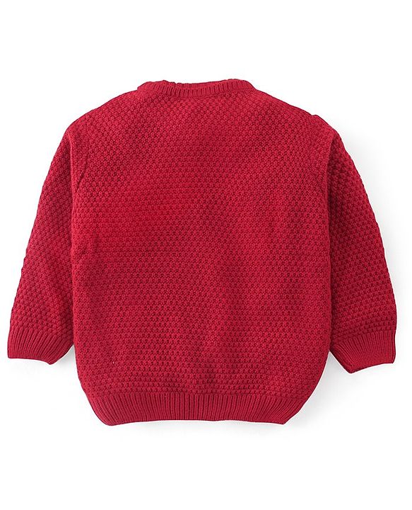Babyhug Knit Full Sleeves Sweater Cable Knit Design - Red