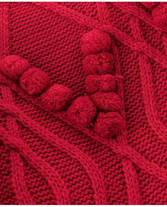 Babyhug Knit Full Sleeves Sweater Cable Knit Design - Red