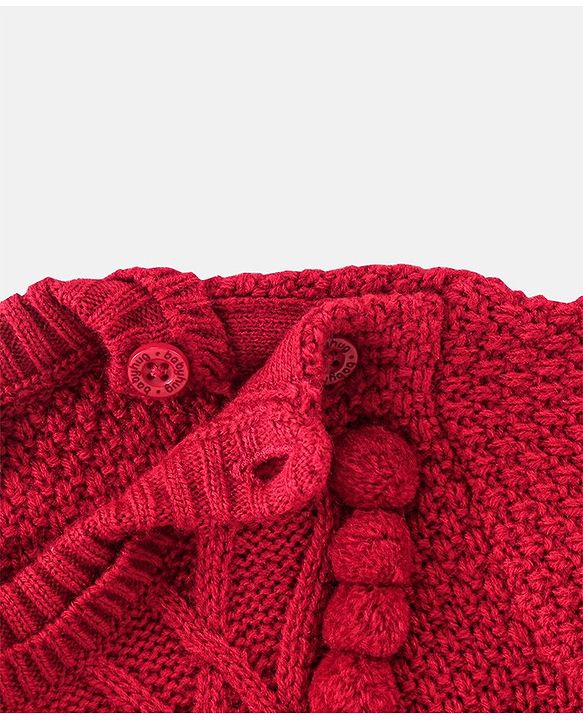 Babyhug Knit Full Sleeves Sweater Cable Knit Design - Red