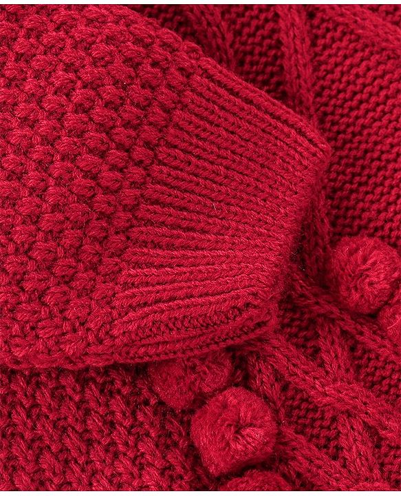 Babyhug Knit Full Sleeves Sweater Cable Knit Design - Red