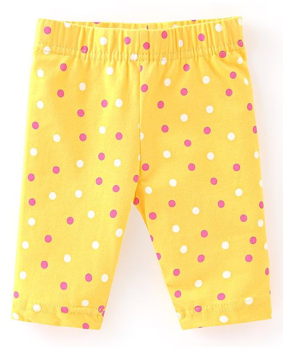 Babyhug Cotton Lycra Three Fourth Length Leggings Star Printed Pack of 3- Multicolour