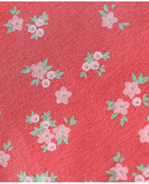 Babyhug Cotton Three Fourth Lycra Leggings Floral Print Pack of 3 - Pink Red & Blue