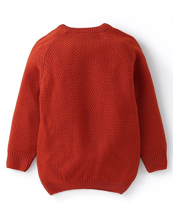 Babyhug Knit Full Sleeves Pullover Sweater With Cable Knit Design - Red