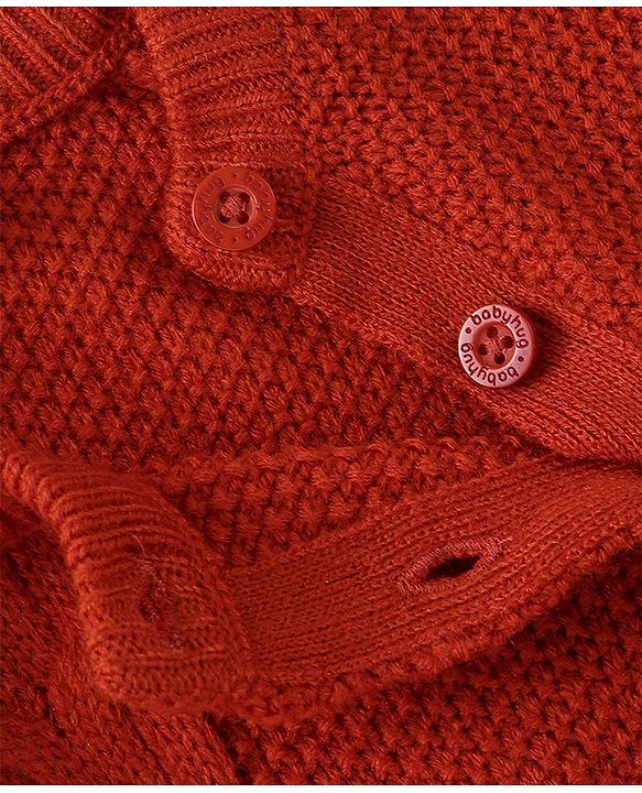 Babyhug Knit Full Sleeves Pullover Sweater With Cable Knit Design - Red