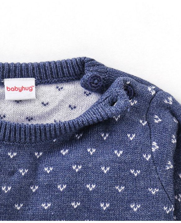 Babyhug Knit Full Sleeves Sweater Set Star Design - Blue