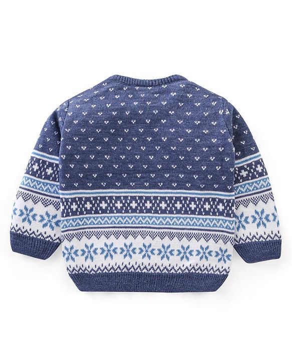 Babyhug Knit Full Sleeves Sweater Set Star Design - Blue