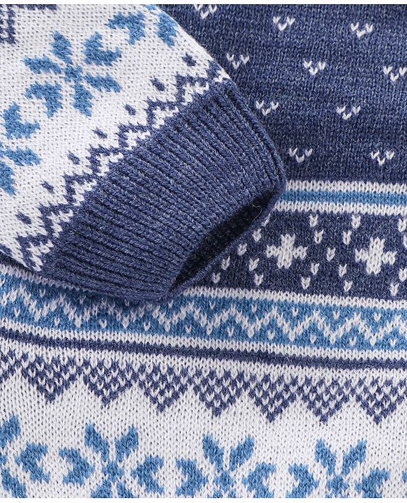 Babyhug Knit Full Sleeves Sweater Set Star Design - Blue