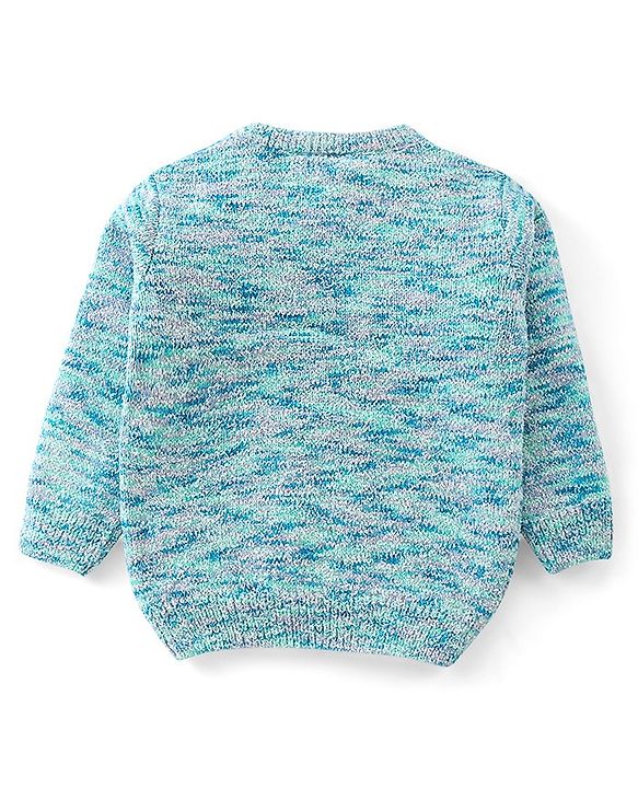 Babyhug Knitted Full Sleeves Sweater with Text Print - Blue