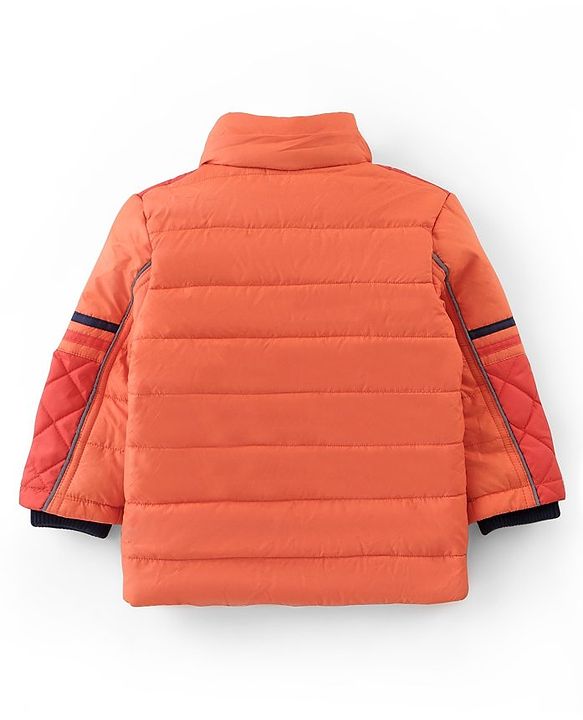 Babyhug Woven Full Sleeves Hoodie Number Print - Orange