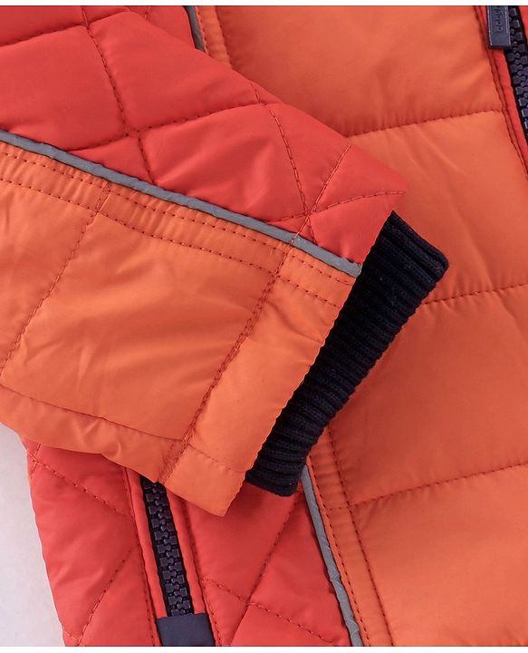 Babyhug Woven Full Sleeves Hoodie Number Print - Orange