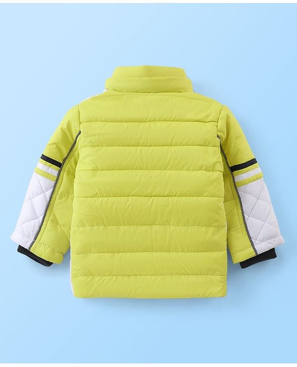 Babyhug Woven Full Sleeves Hoodie Number Print - Neon