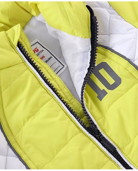 Babyhug Woven Full Sleeves Hoodie Number Print - Neon