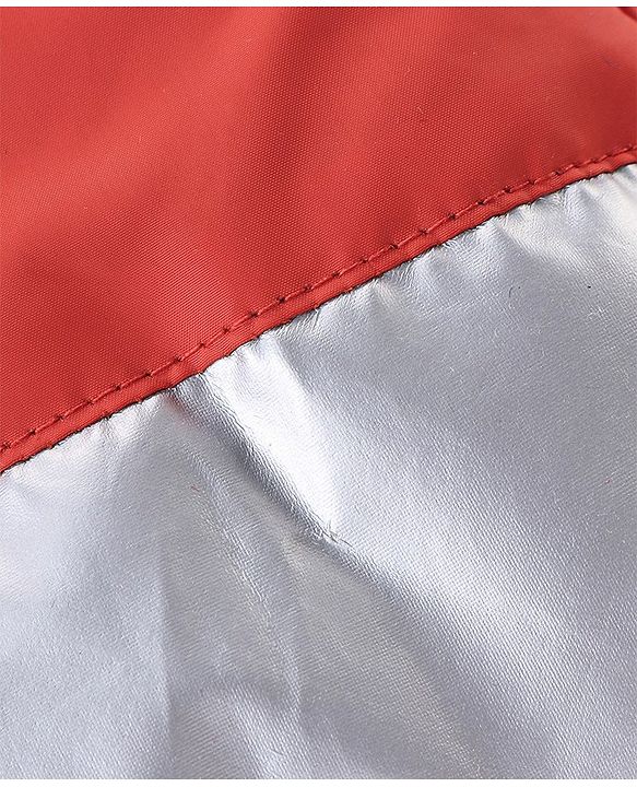 Babyhug Woven Full Sleeves Striped Hoodie - Red & Silver