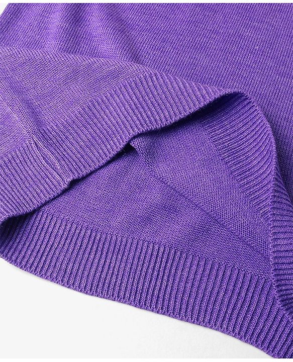 Pine Kids Full Sleeves Fine Knit Floral Sweater - Purple