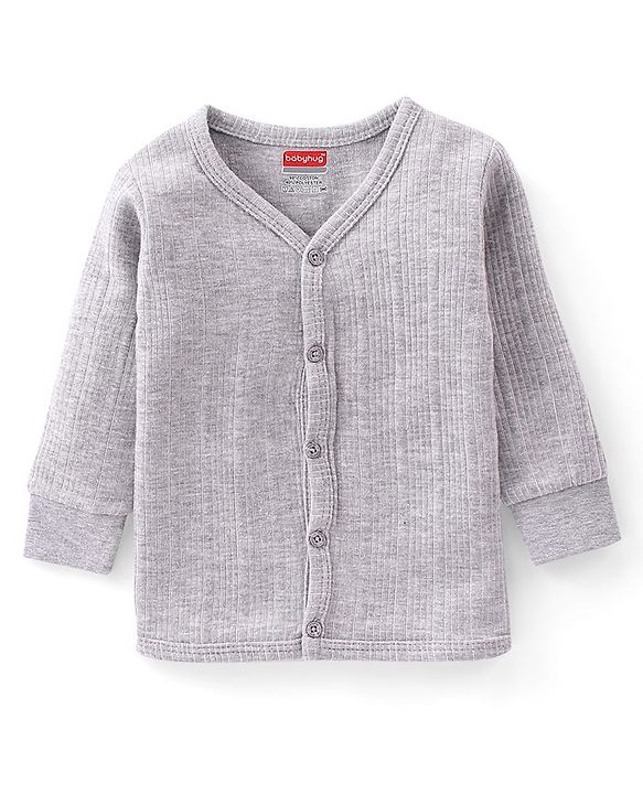 Babyhug Cotton Full Sleeves Thermal Vest Solid Colour Pack Of 2 - Grey