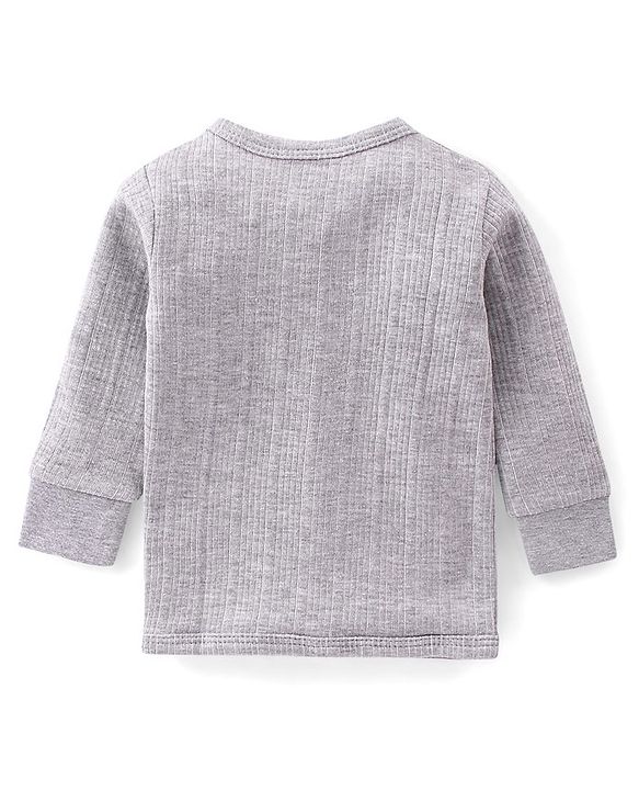 Babyhug Cotton Full Sleeves Thermal Vest Solid Colour Pack Of 2 - Grey