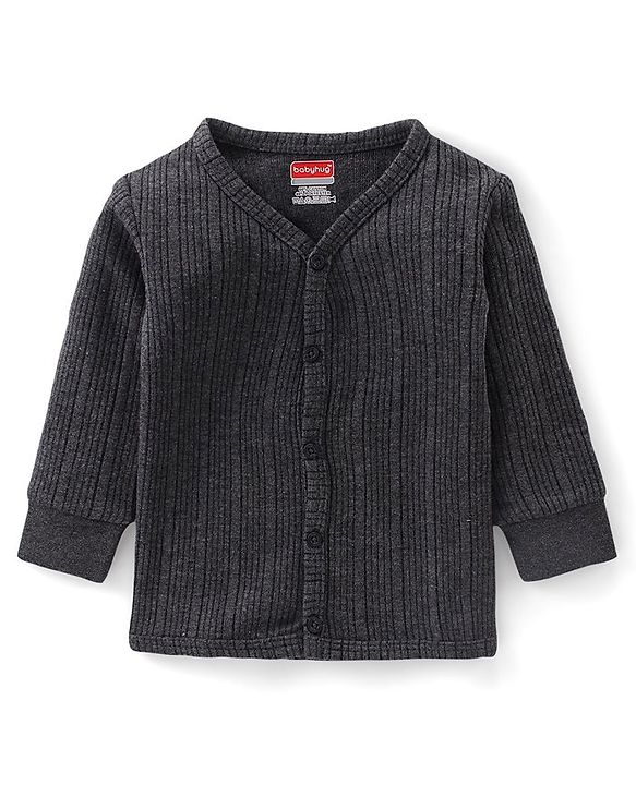 Babyhug Cotton Full Sleeves Thermal Vest Solid Colour Pack Of 2 - Grey
