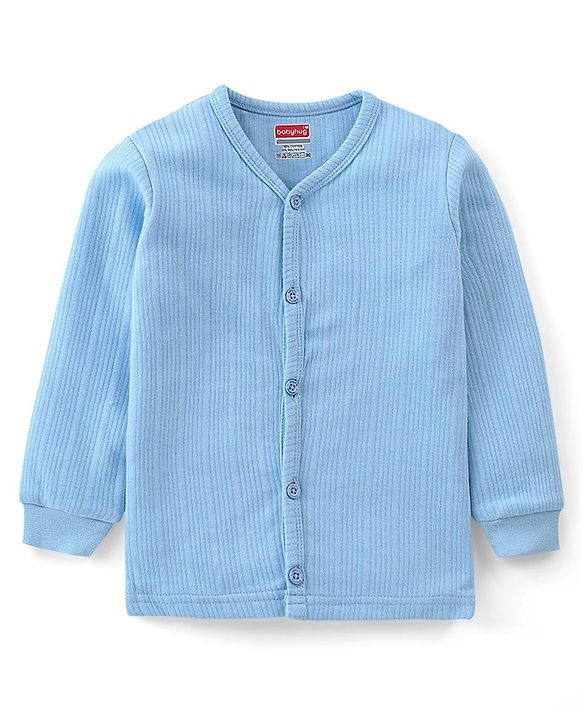 Babyhug Cotton Full Sleeves Thermal Wear Striped Pack Of 2 - Blue & Navy Blue