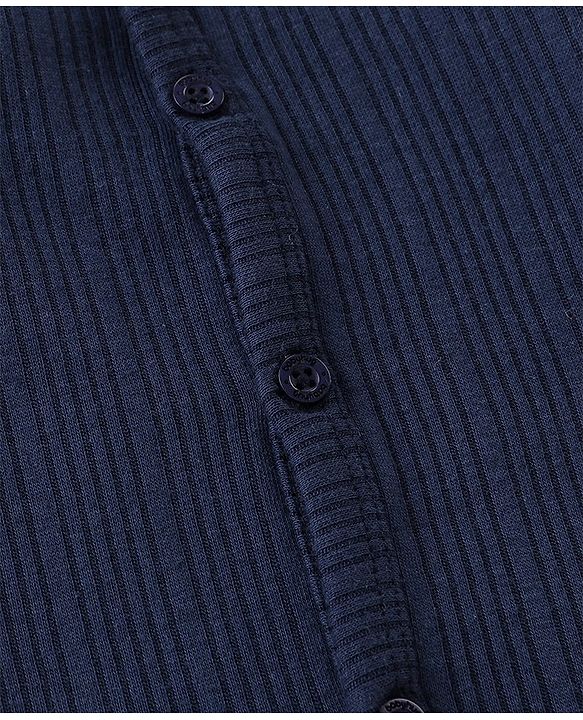 Babyhug Cotton Full Sleeves Thermal Wear Striped Pack Of 2 - Blue & Navy Blue