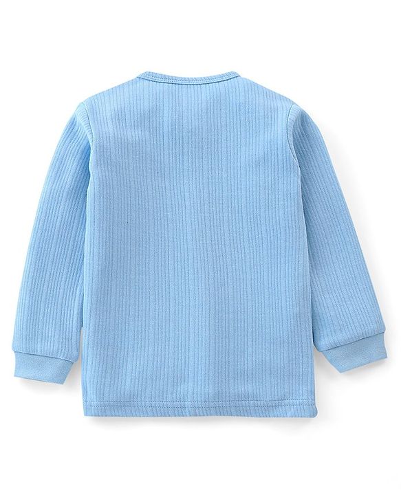 Babyhug Cotton Full Sleeves Thermal Wear Striped Pack Of 2 - Blue & Navy Blue