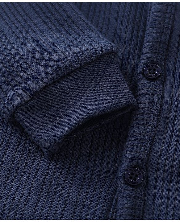 Babyhug Cotton Full Sleeves Thermal Wear Striped Pack Of 2 - Blue & Navy Blue