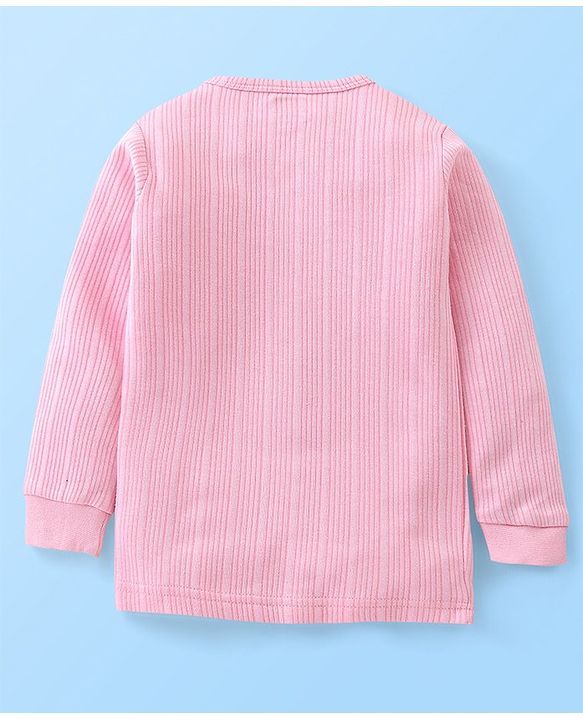 Babyhug Cotton Full Sleeves Thermal Wear Striped Pack Of 2 - Pink & Coral