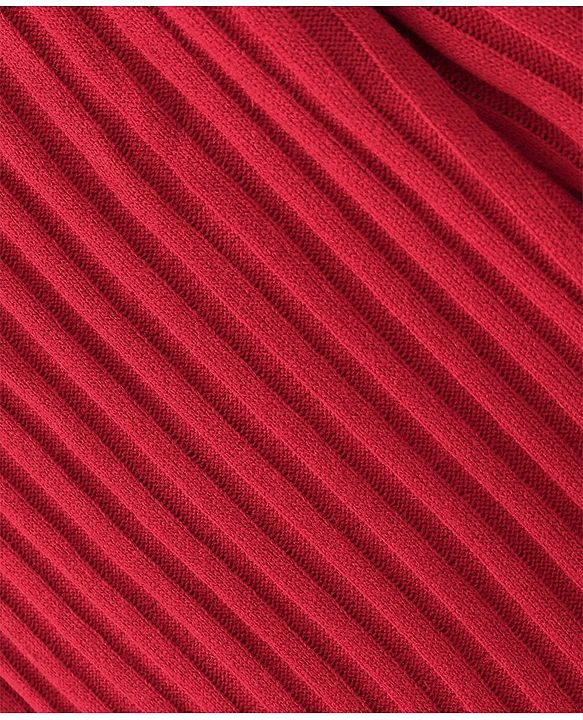 Pine Kids Full Sleeve Woolen Dress With Scarf - Red