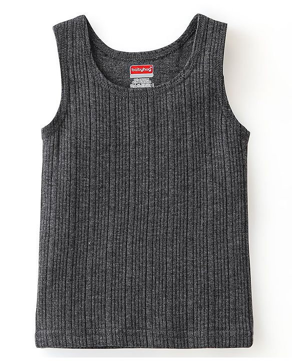 Babyhug Full Sleeves Thermal Wear Pullover Vest & Pant Set Pack Of 3 - Dark Grey