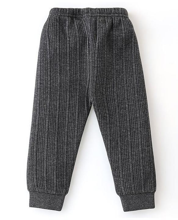 Babyhug Full Sleeves Thermal Wear Pullover Vest & Pant Set Pack Of 3 - Dark Grey