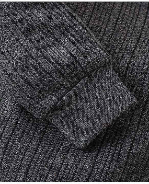Babyhug Full Sleeves Thermal Wear Pullover Vest & Pant Set Pack Of 3 - Dark Grey