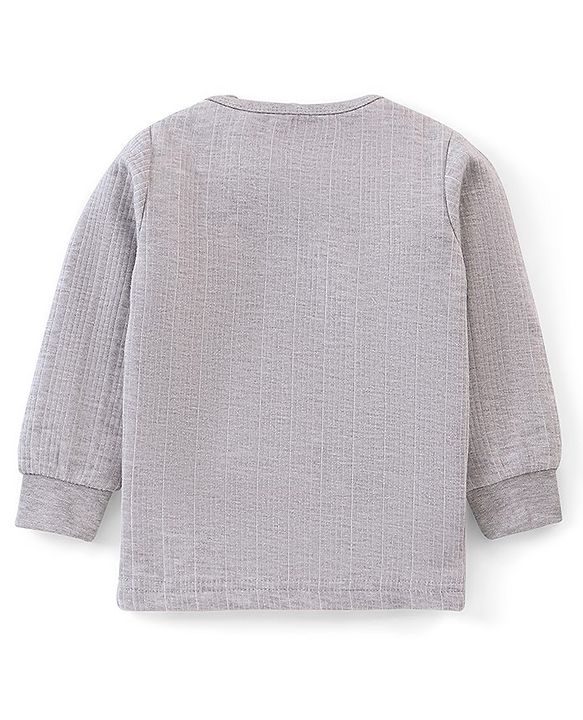 Babyhug Full Sleeves Thermal Wear Pullover Vest & Pant Set - Grey