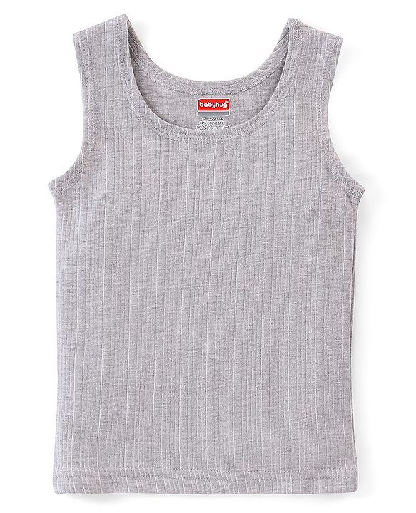 Babyhug Full Sleeves Thermal Wear Pullover Vest & Pant Set - Grey