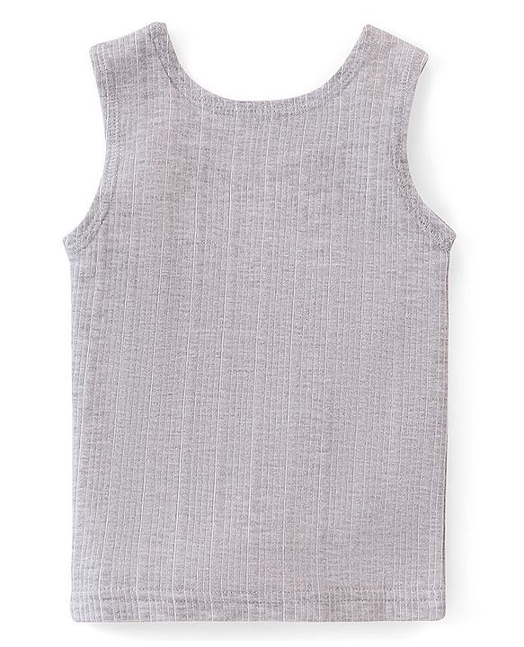 Babyhug Full Sleeves Thermal Wear Pullover Vest & Pant Set - Grey