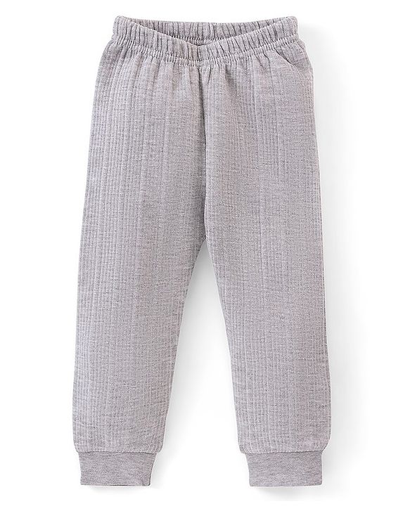 Babyhug Full Sleeves Thermal Wear Pullover Vest & Pant Set - Grey