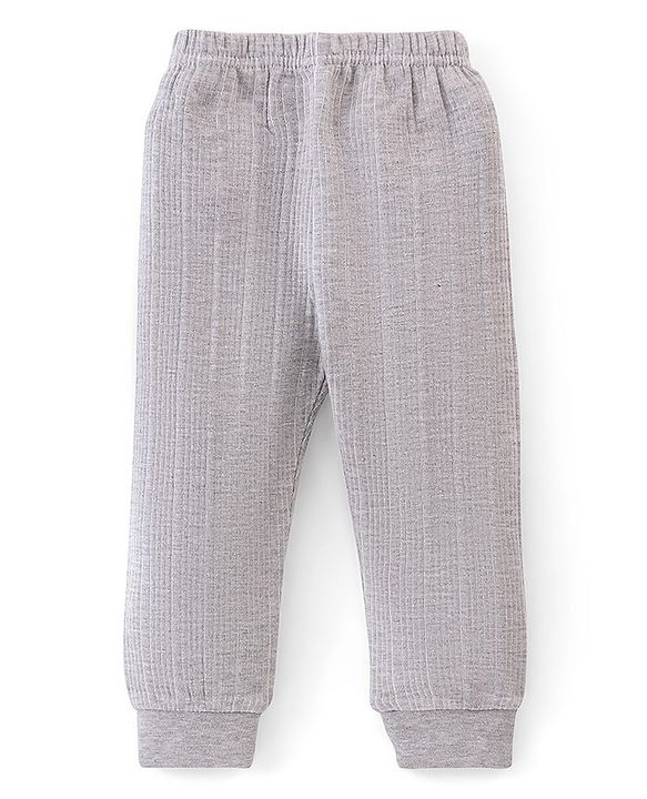 Babyhug Full Sleeves Thermal Wear Pullover Vest & Pant Set - Grey