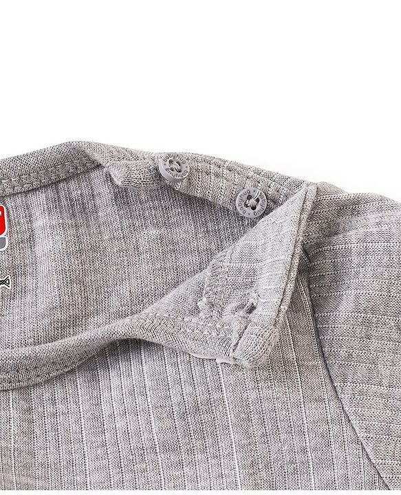Babyhug Full Sleeves Thermal Wear Pullover Vest & Pant Set - Grey