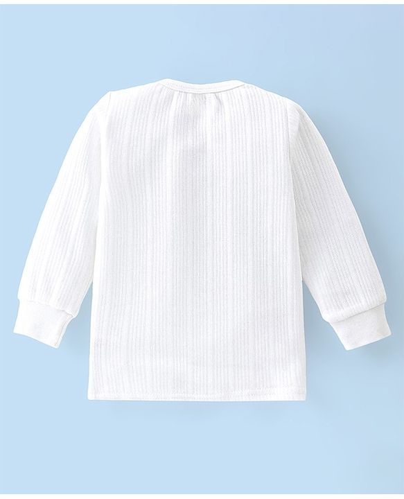 Babyhug Cotton Full Sleeves Solid Color Vest Pullover & Bottom Thermal Wear Combo Pack Of 3 -Off White