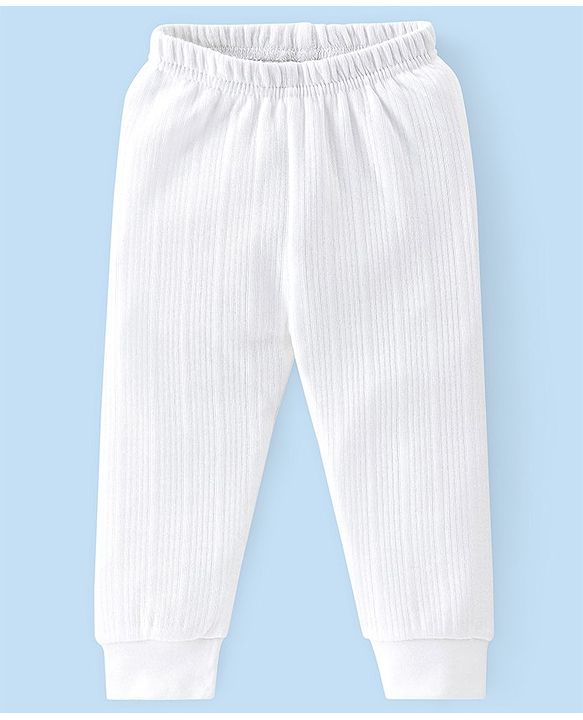 Babyhug Cotton Full Sleeves Solid Color Vest Pullover & Bottom Thermal Wear Combo Pack Of 3 -Off White