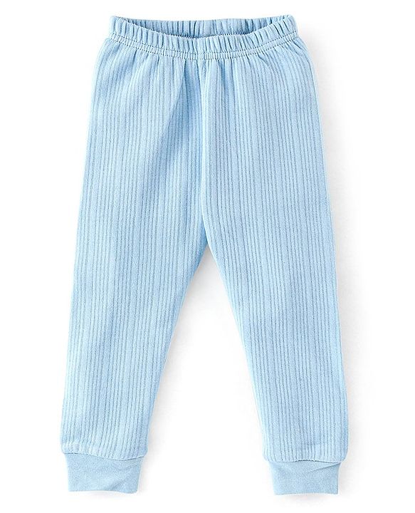 Babyhug Full Sleeves Thermal Wear Pullover Vest & Pant Set - Blue
