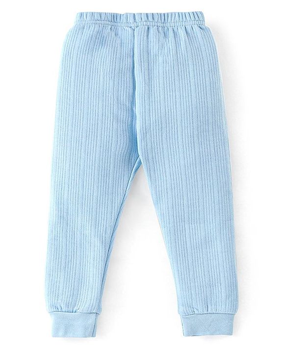 Babyhug Full Sleeves Thermal Wear Pullover Vest & Pant Set - Blue