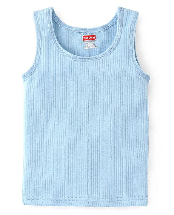 Babyhug Full Sleeves Thermal Wear Pullover Vest & Pant Set - Blue