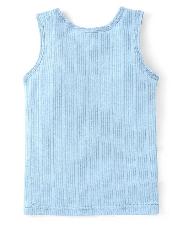 Babyhug Full Sleeves Thermal Wear Pullover Vest & Pant Set - Blue