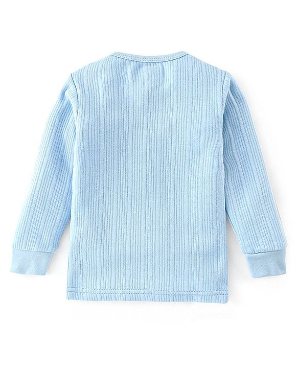 Babyhug Full Sleeves Thermal Wear Pullover Vest & Pant Set - Blue
