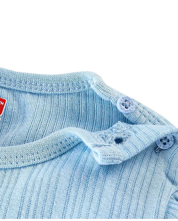 Babyhug Full Sleeves Thermal Wear Pullover Vest & Pant Set - Blue